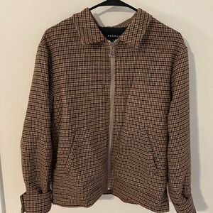 PacSun Men's Zip-Up Brown Plaid Sweater